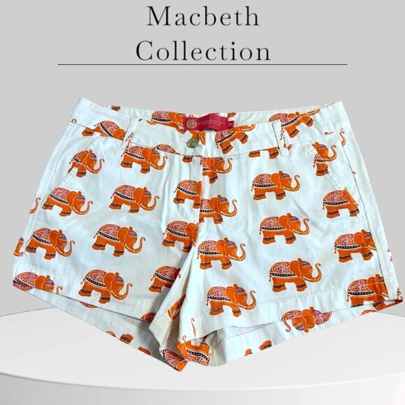Macbeth Collection By Margaret Josephs Women's Elephant Print Shorts Size M - Picture 1 of 12